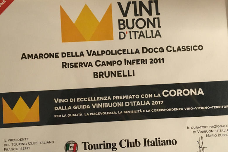 CORONA 2017 VINI BUONI D'ITALIA - CAMPO INFERI 2011